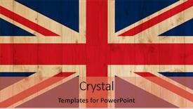  Presentation with british - Theme featuring design england - british flag on wooden texture background and a coral colored foreground