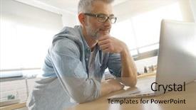  Presentation with home design - Presentation enhanced with design european - man looking on computer background and a coral colored foreground