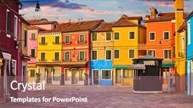  Presentation with bright blue colour for - Presentation design having design european union - bright coloured houses on burano background and a violet colored foreground