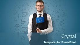  Presentation with symbol - Presentation featuring design european union - businessman with office symbol concept background and a ocean colored foreground