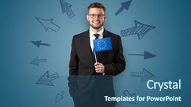  Presentation with arrows - Colorful slide set enhanced with design european union - cheerful elegant boy standing backdrop and a ocean colored foreground