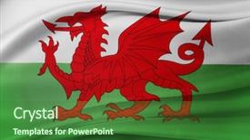  Presentation with welsh - Audience pleasing PPT theme consisting of design european union - closeup of silky welsh flag backdrop and a forest green colored foreground