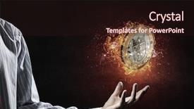  Presentation with frame of fire and burning - Theme featuring design european union - euro coin burning in fire background and a wine colored foreground