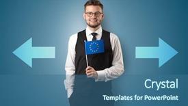  Presentation with safety target - PPT theme with design european union - handsome young boy choosing target background and a  colored foreground