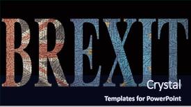  Presentation with brexit - Slide set with design european union - words brexit coverd in brexit background and a navy blue colored foreground