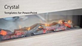  Presentation with fire - Amazing slide set having design fire - artificial fireplace backdrop and a light gray colored foreground