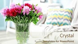  Presentation with peony - Colorful slides enhanced with design flower - beautiful peony bouquet in vintage backdrop and a  colored foreground