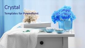  Presentation with 3d character blue globe - Presentation theme with design flower - blue home decor on bedside background and a light blue colored foreground