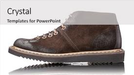  Presentation with brown leather - Audience pleasing slide deck consisting of design heel shoes - brown male leather boots isolated backdrop and a light gray colored foreground