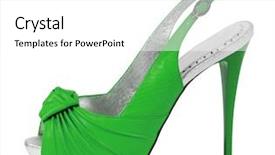  Presentation with shoe - Presentation theme with design heel shoes - green shoe background and a white colored foreground