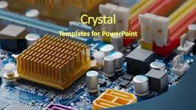  Presentation with electronics - Presentation having pcb design - computer mainboard electronics closeup background and a tawny brown colored foreground