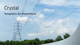 Presentation with power lines - PPT theme with power lines background and a light blue colored foreground