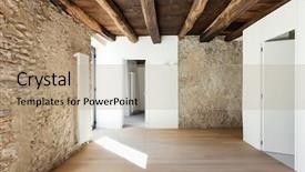  Presentation with room interior design - Presentation consisting of design interior - beautiful modern loft empty room background and a coral colored foreground