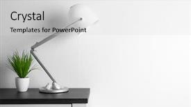  Presentation with interior design - Beautiful theme featuring design interior with lamp and plant on white wall background backdrop and a light gray colored foreground