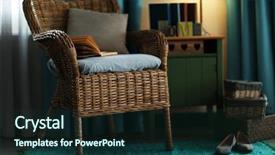  Presentation with interior design cafeteria - Slides with design interior with wicker armchair background and a tawny brown colored foreground