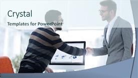  Presentation with hand shake law office - Slides enhanced with design interview - business associates shaking hands background and a  colored foreground