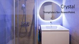  Presentation with mirror - Beautiful PPT layouts featuring modern marble bathroom with backlit mirror relaxing light nobody inside backdrop and a light blue colored foreground