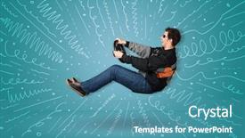  Presentation with design madu - Presentation design consisting of design madu - funny guy drives an imaginary background and a teal colored foreground