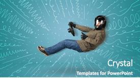  Presentation with vehicle - Slide set enhanced with design madu - funny guy drives an imaginary background and a  colored foreground