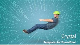  Presentation with design madu - Colorful slides enhanced with design madu - funny guy drives an imaginary backdrop and a  colored foreground