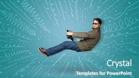  Presentation with vehicle - Slides enhanced with design madu - funny guy drives an imaginary background and a teal colored foreground