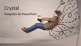  Presentation with vehicle - Presentation theme consisting of design madu - funny man driving a flying background and a soft green colored foreground