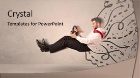  Presentation with internet of vehicle - Amazing presentation design having design madu - funny man driving a flying backdrop and a soft green colored foreground