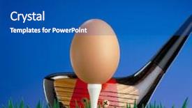  Presentation with golf - PPT theme consisting of design madu - golf club hitting an egg background and a ocean colored foreground