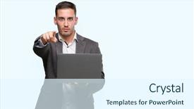  Presentation with computer - Amazing PPT theme having design madu - handsome young man using computer backdrop and a sky blue colored foreground