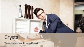  Presentation with classic - Audience pleasing PPT theme consisting of design madu - handsome young man backdrop and a lemonade colored foreground