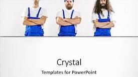  Presentation with empty space dance studio - PPT theme consisting of design madu - three workers posing on empty background and a white colored foreground