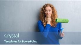  Presentation with woman covering man mouth hand - Theme having design madu - young redhead woman over grey background and a ocean colored foreground