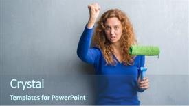  Presentation with grey - Beautiful presentation theme featuring design madu - young redhead woman over grey backdrop and a  colored foreground