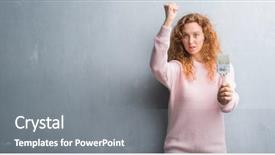  Presentation with design madu - Slide deck featuring design madu - young redhead woman over grey background and a gray colored foreground