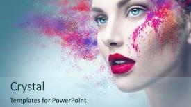 Presentation with abstract color powder explosion - Cool new slides with design makeup pigment powder explosion backdrop and a sky blue colored foreground