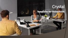  Presentation with technology - Beautiful PPT theme featuring design mockup at night office backdrop and a dark gray colored foreground