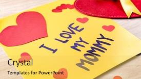  Presentation with mother love - Colorful PPT theme enhanced with design moumy - cute handmade card with text backdrop and a  colored foreground