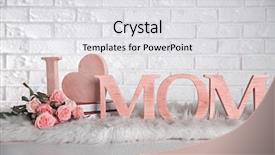  Presentation with mom and newborn - Presentation theme featuring design moumy - i love mom inscription made background and a light gray colored foreground