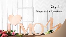  Presentation with heart flowers - Cool new theme with design moumy - i love mom inscription backdrop and a white colored foreground