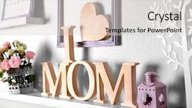  Presentation with heart flowers - Colorful PPT theme enhanced with design moumy - i love mom inscription backdrop and a light gray colored foreground