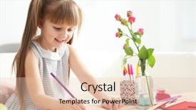  Presentation with greeting card - Colorful theme enhanced with design moumy - little girl drawing greeting card backdrop and a  colored foreground