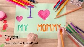  Presentation with greeting card - PPT layouts having design moumy - little girl drawing greeting card background and a coral colored foreground