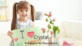  Presentation with greeting card - PPT layouts consisting of design moumy - little girl holding greeting card background and a  colored foreground