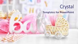  Presentation with baby toy - Beautiful theme featuring design moumy - toy stroller with gift backdrop and a sky blue colored foreground