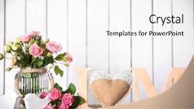  Presentation with heart flowers - Amazing presentation design having design moumy - wooden letters with heart backdrop and a white colored foreground