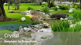  Presentation with garden pond - Audience pleasing presentation consisting of design natures - garden with pond in asian backdrop and a gray colored foreground