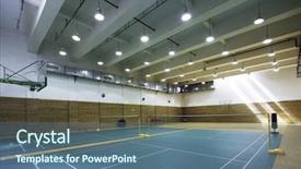  Presentation with badminton - Colorful slide deck enhanced with design of indoors badminton court backdrop and a ocean colored foreground