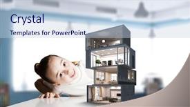  Presentation with dream - Presentation theme consisting of design of your dream house background and a light blue colored foreground