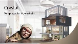  Presentation with dream - Amazing presentation theme having design of your dream house backdrop and a light gray colored foreground
