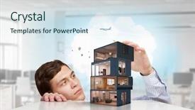  Presentation with dream - Beautiful slide deck featuring design of your dream house backdrop and a sky blue colored foreground